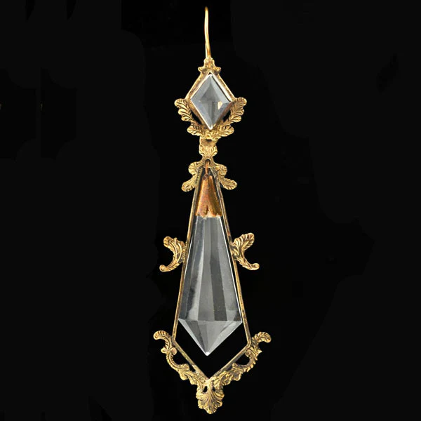 Victorian Long 14kt Faceted Rock Crystal Earrings - Image 3
