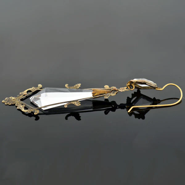 Victorian Long 14kt Faceted Rock Crystal Earrings - Image 5