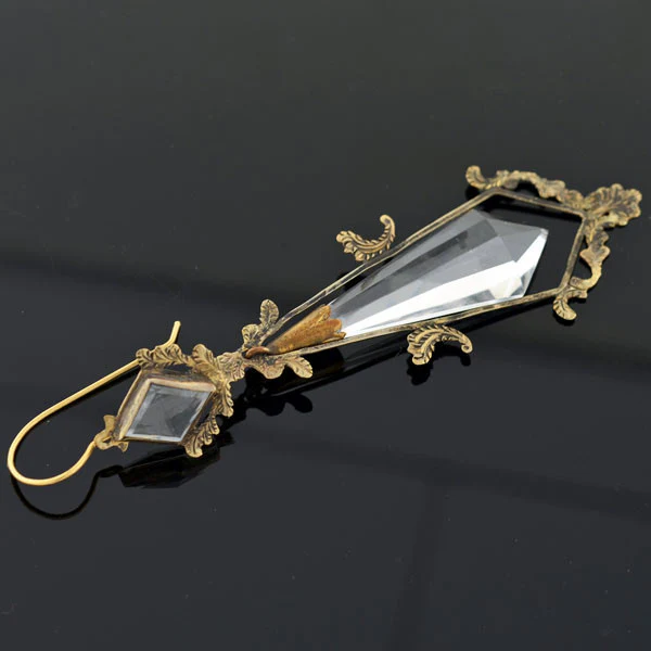 Victorian Long 14kt Faceted Rock Crystal Earrings - Image 6