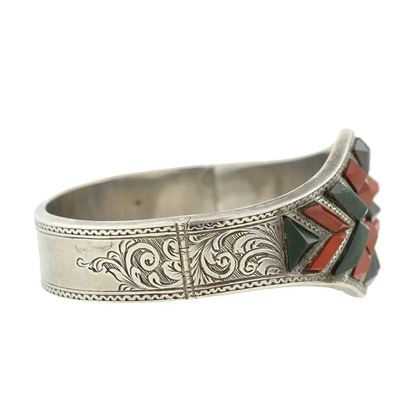 Victorian Sterling Sterling Bloodstone & Agate Bracelet - Image 4