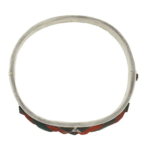 Victorian Sterling Sterling Bloodstone & Agate Bracelet - Image 5