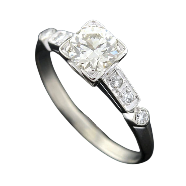 Art Deco 14kt Diamond Engagement Ring 0.73ct - Image 6