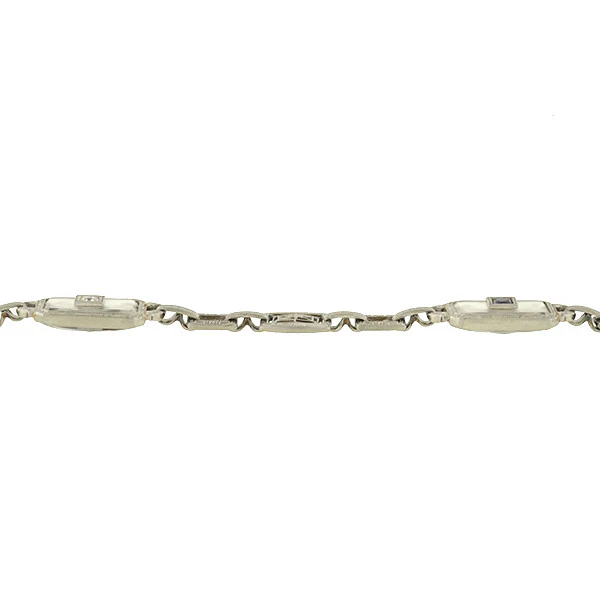 Art Deco 14kt Rock Crystal Sapphire & Diamond Bracelet - Image 4