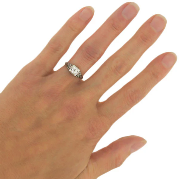 Art Deco 18kt Diamond Engagement Ring 0.54ct - Image 6