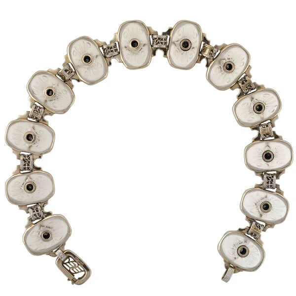 KREMENTZ Art Deco Platinum/14kt Reverse Carved Rock Crystal & Diamond Bracelet - Image 8