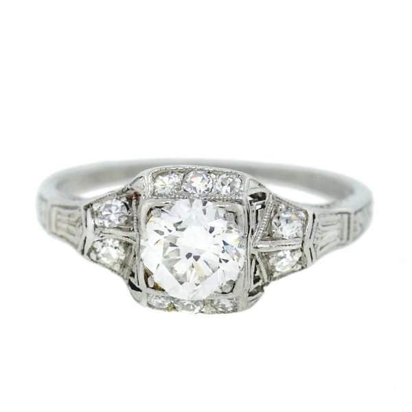 Art Deco Platinum Diamond Engagement Ring 0.59ct - Image 3