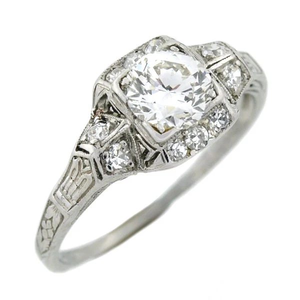 Art Deco Platinum Diamond Engagement Ring 0.59ct - Image 5