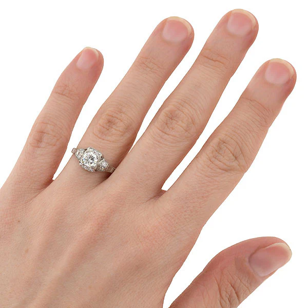 Art Deco Platinum Diamond Engagement Ring 0.59ct - Image 7
