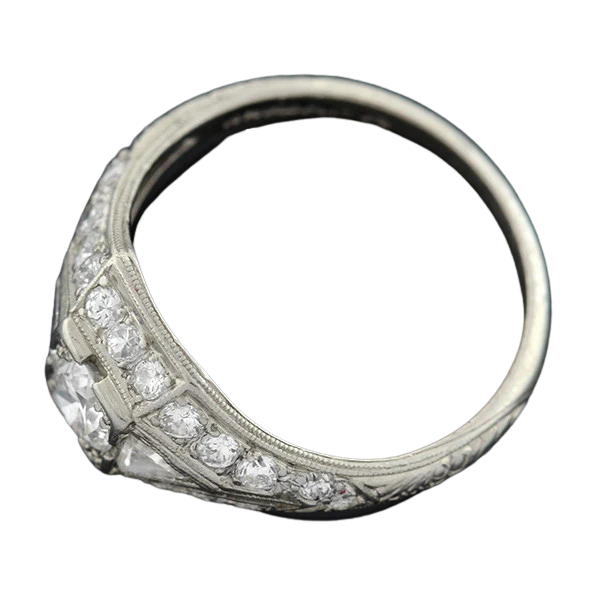 Art Deco Platinum & Diamond Engagement Ring .43ct - Image 4