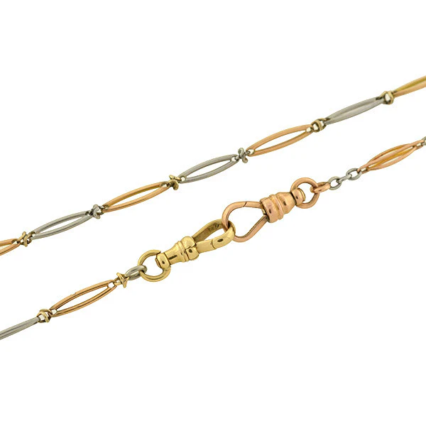 Edwardian 15kt & Platinum Ornate Watch Chain 24.5" - Image 3