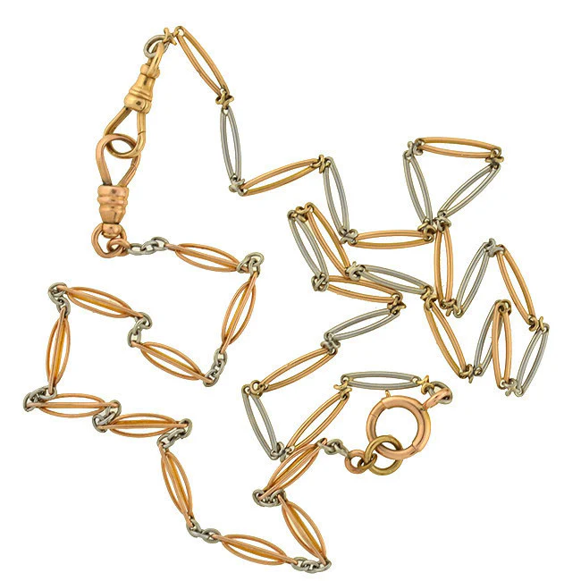 Edwardian 15kt & Platinum Ornate Watch Chain 24.5" - Image 6