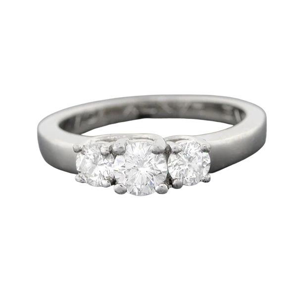 Estate Platinum 3-Stone Diamond Engagement Ring 0.73ctw - Image 3