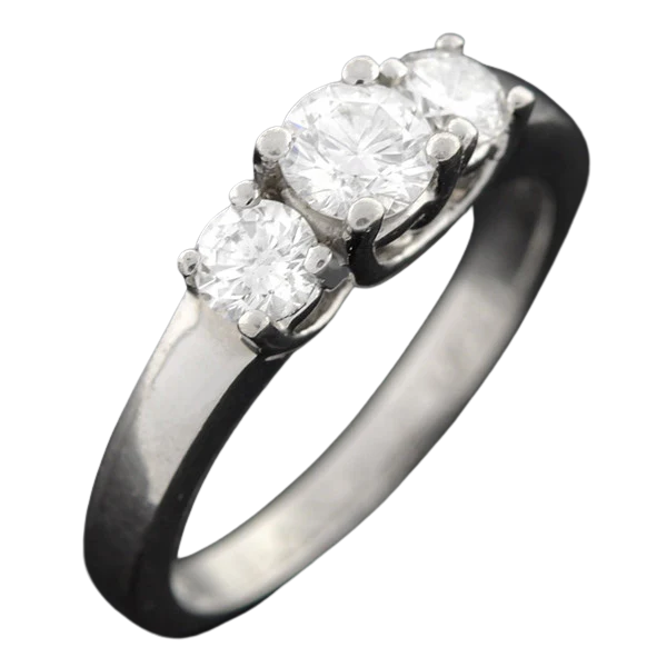 Estate Platinum 3-Stone Diamond Engagement Ring 0.73ctw - Image 5