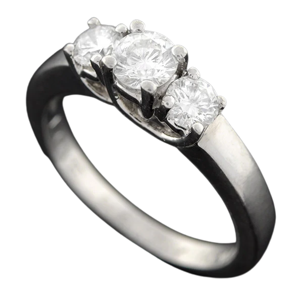 Estate Platinum 3-Stone Diamond Engagement Ring 0.73ctw - Image 6