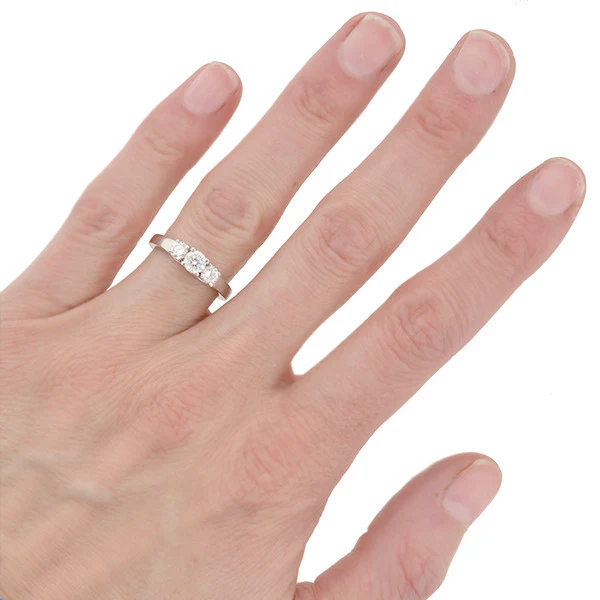 Estate Platinum 3-Stone Diamond Engagement Ring 0.73ctw - Image 8