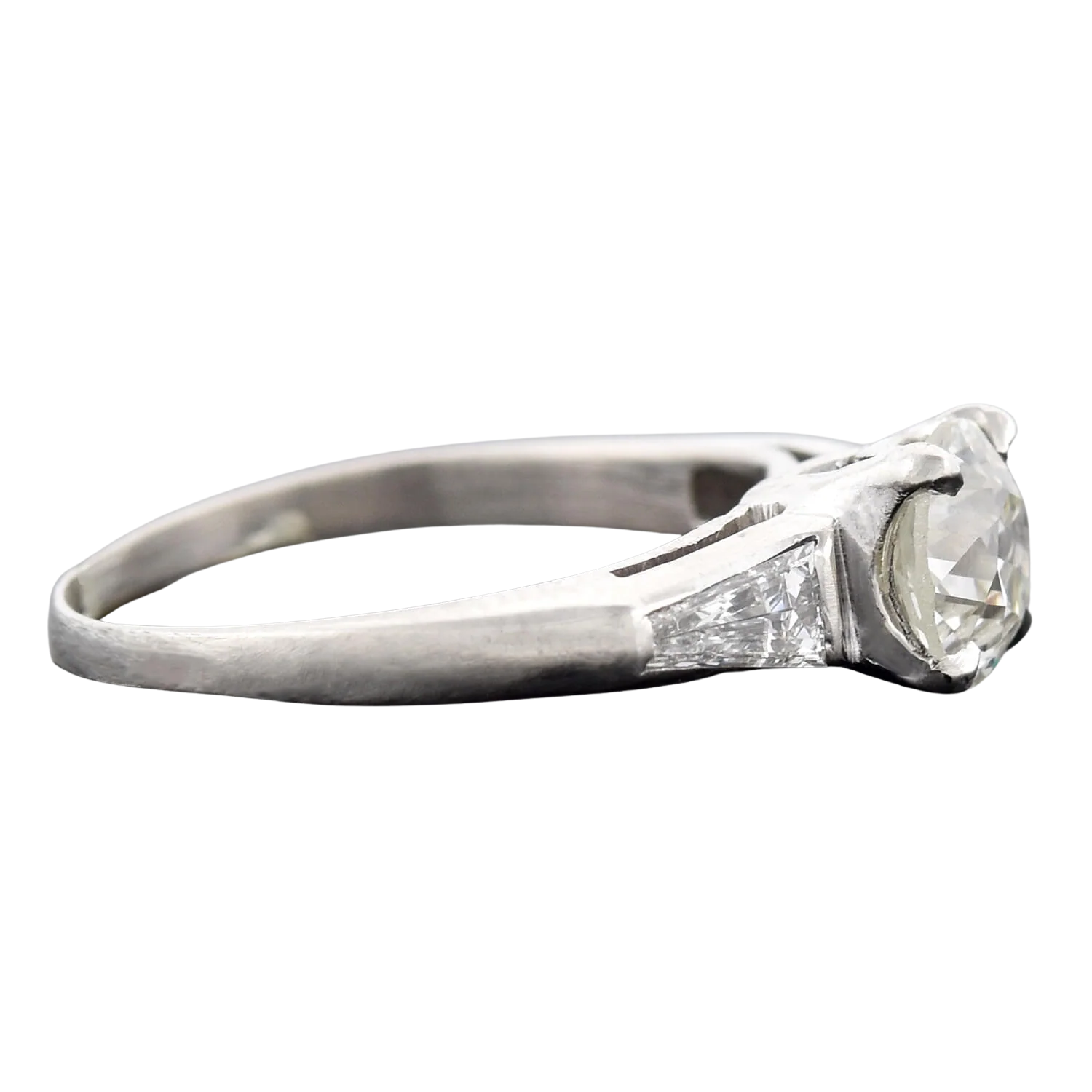 Retro Platinum Diamond Engagement Ring 1.00ct center - Image 3