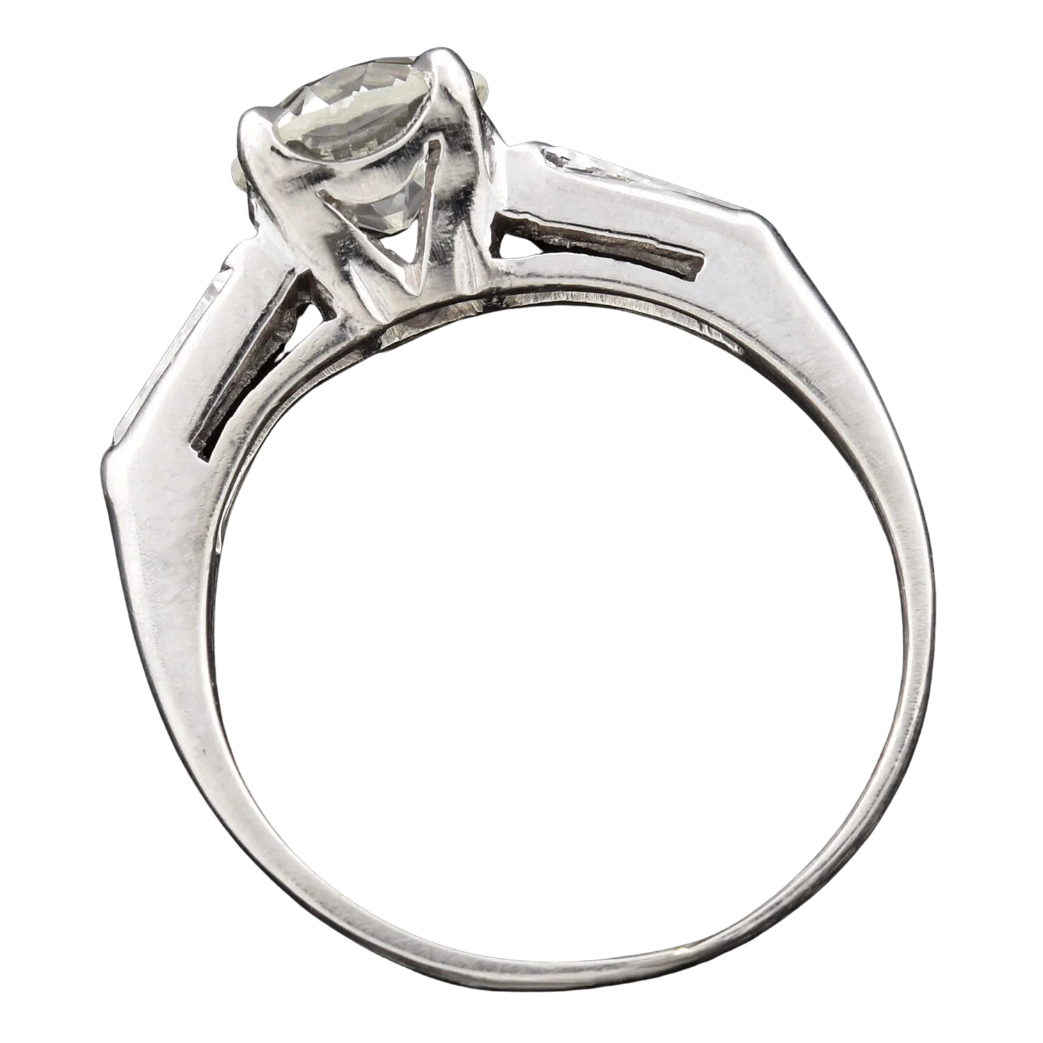 Retro Platinum Diamond Engagement Ring 1.00ct center - Image 4