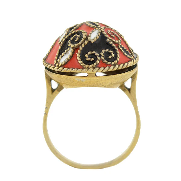 Art Deco Russian Silver & Enamel Dome Ring - Image 4