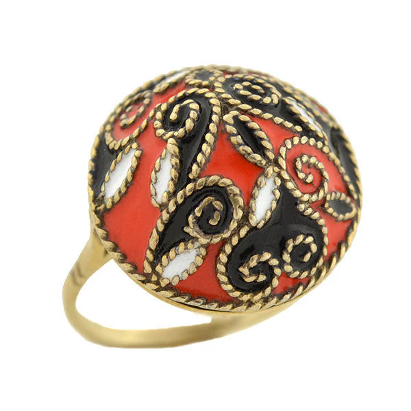 Art Deco Russian Silver & Enamel Dome Ring - Image 5