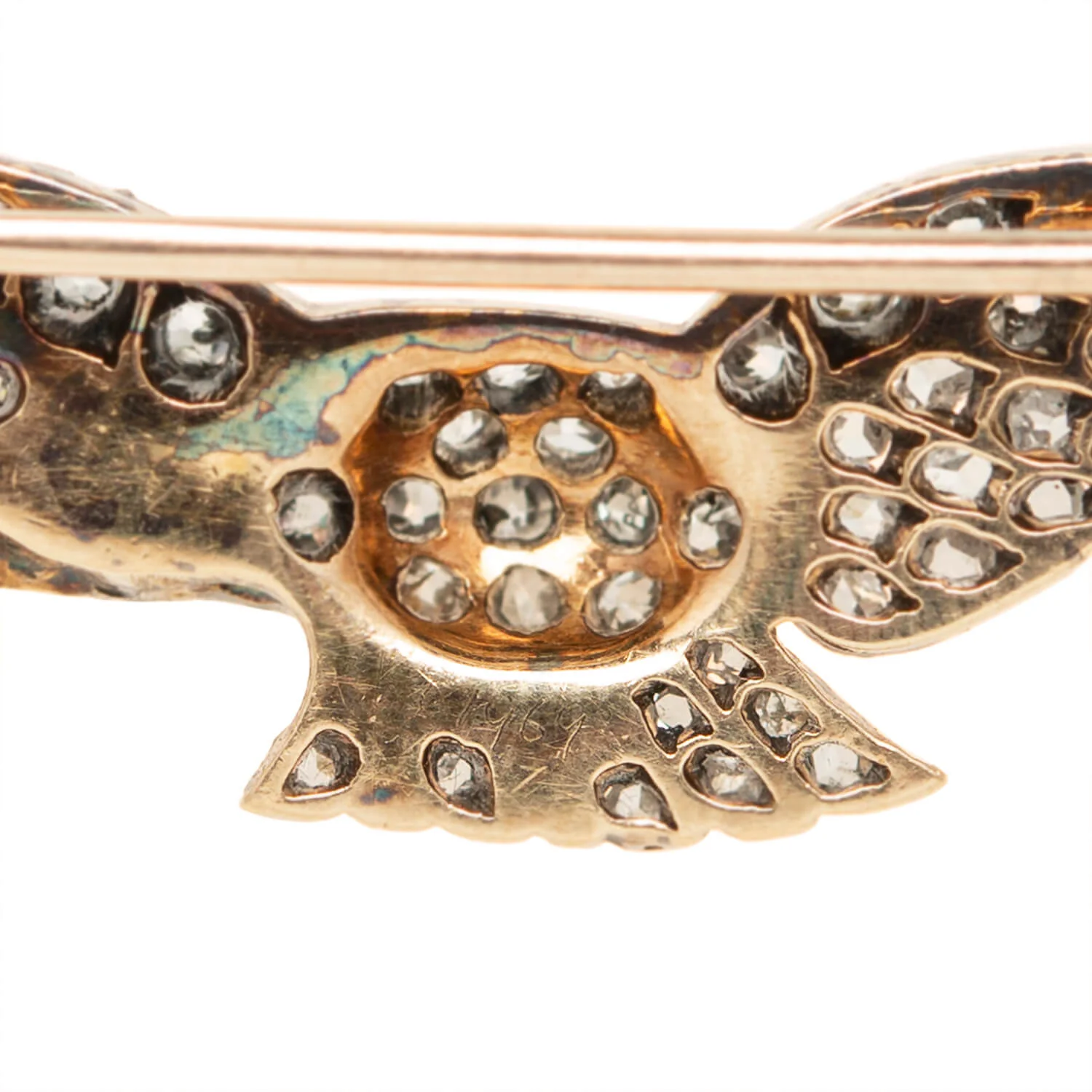 Victorian 18k/Sterling Diamond Eagle Pin - Image 4