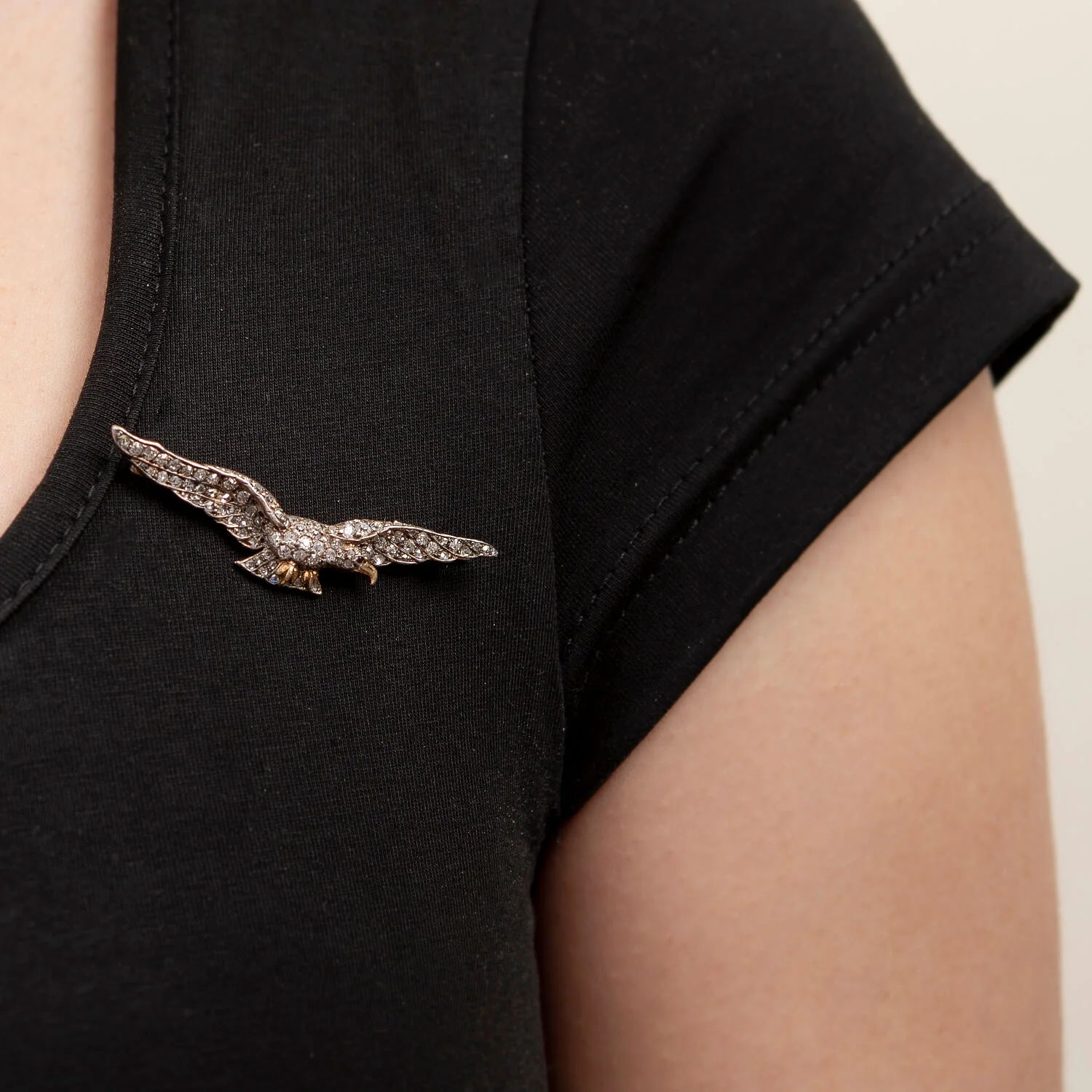 Victorian 18k/Sterling Diamond Eagle Pin - Image 5