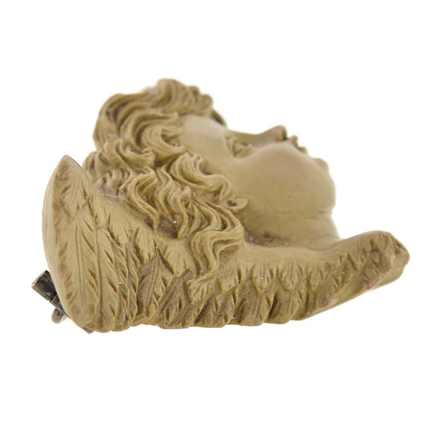 Victorian Hand Carved Lava Angel Pin - Image 4