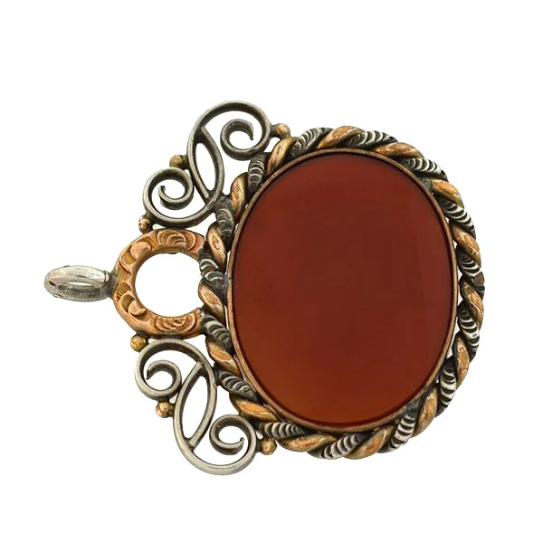 Victorian Mixed Metals Carved Carnelian Intaglio Fob/Pendant - Image 5