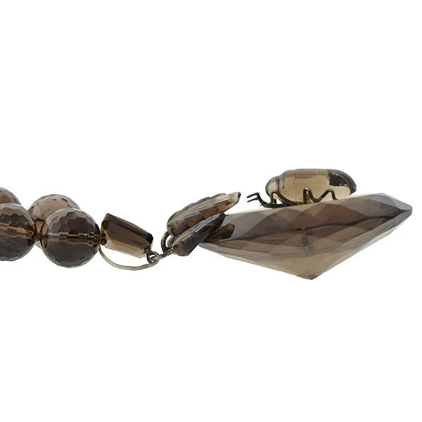 Victorian Smoky Topaz Quartz Beetle Necklace - Image 4