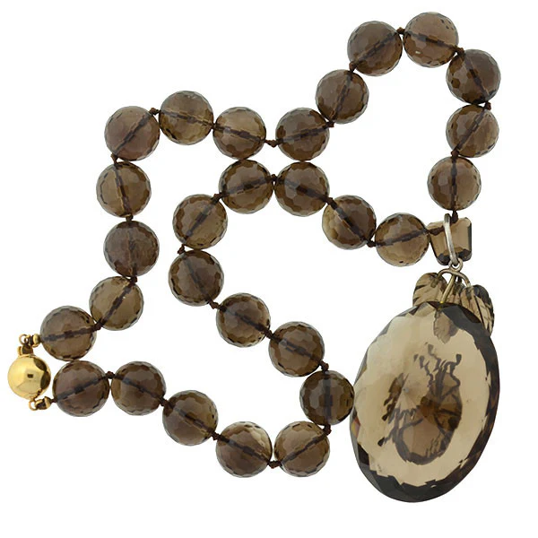 Victorian Smoky Topaz Quartz Beetle Necklace - Image 6