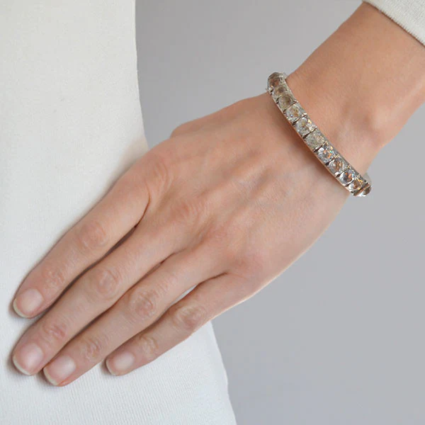 Victorian Sterling French Paste Bangle Bracelet - Image 6