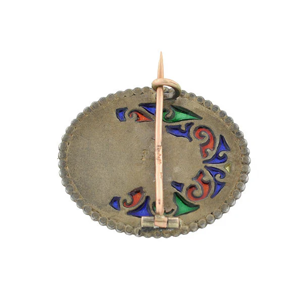 G.A.S. Victorian Sterling Gilt & Plique-à-Jour Enameled Cherub Pin - Image 4