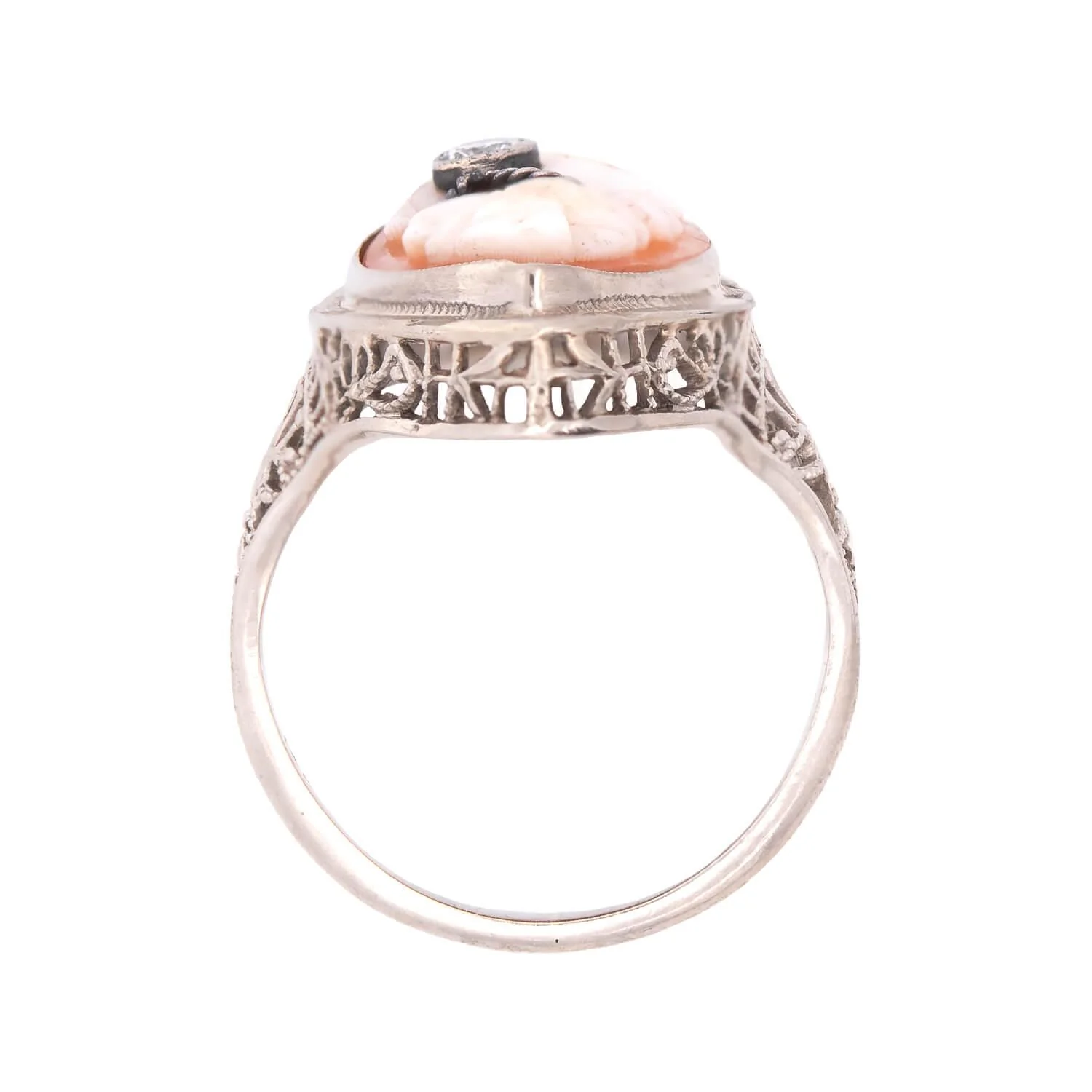 Art Deco 14K and Diamond Shell Cameo Ring - Image 4