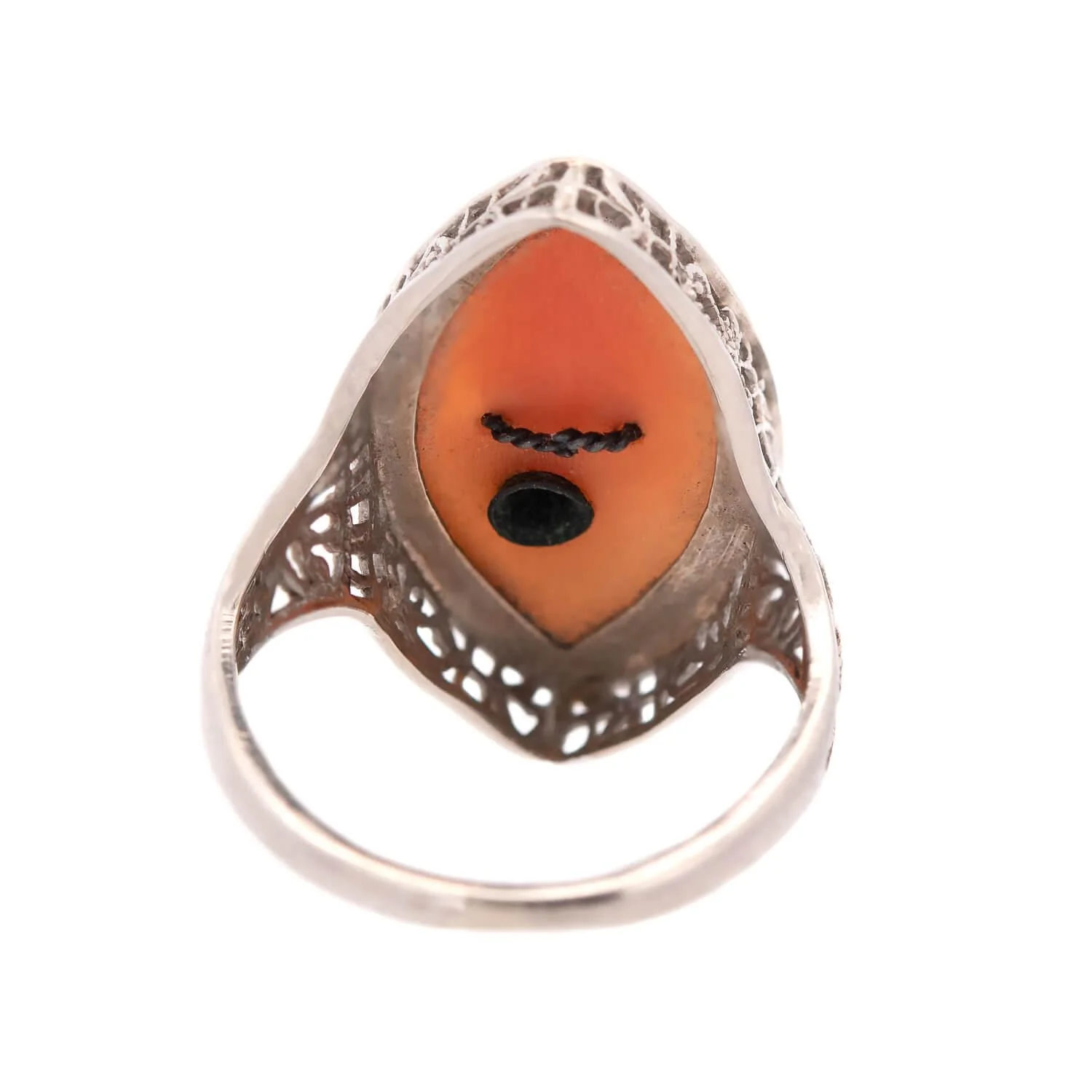 Art Deco 14K and Diamond Shell Cameo Ring - Image 5