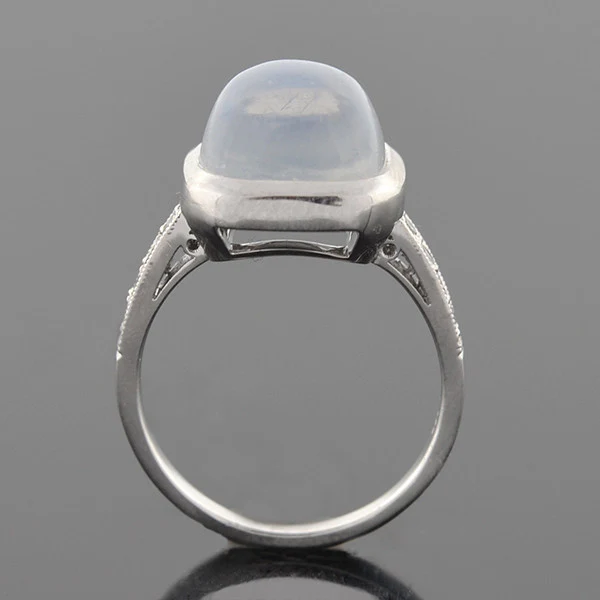 Art Deco 14k Moonstone & Diamond Ring - Image 4