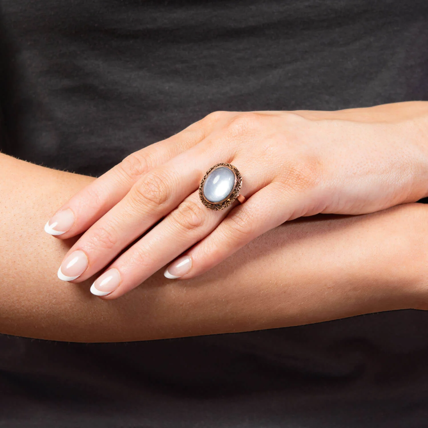 Art Deco 14k Moonstone Statement Ring - Image 7