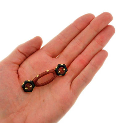 Art Deco 14kt Carved Onyx & Carnelian Pin - Image 7