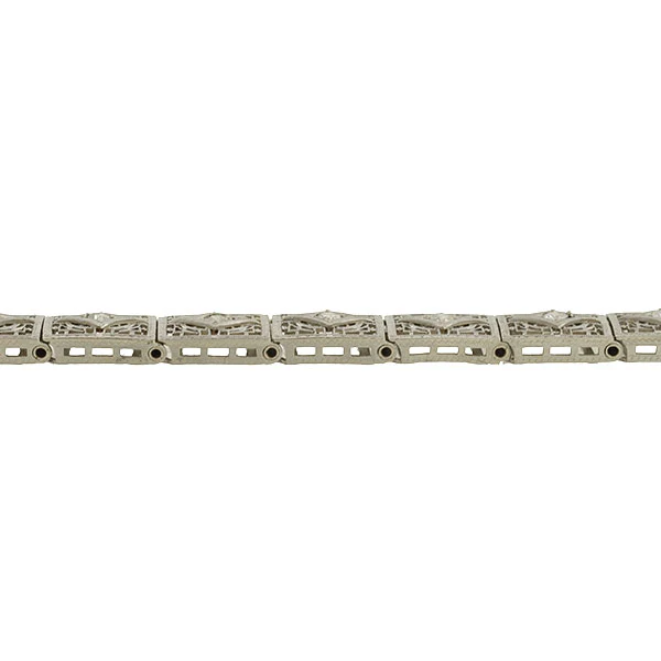 Art Deco 14kt/Platinum & Diamond Filigree Line Bracelet 1.15ctw - Image 4
