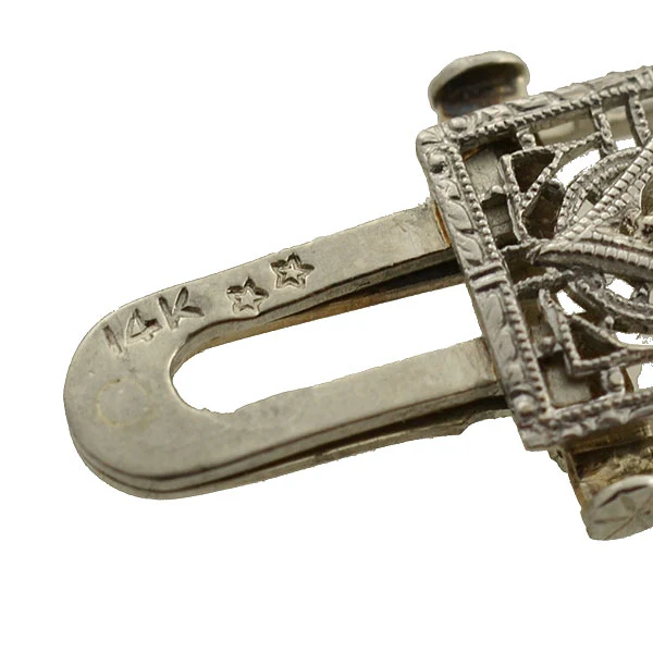 Art Deco 14kt/Platinum & Diamond Filigree Line Bracelet 1.15ctw - Image 6