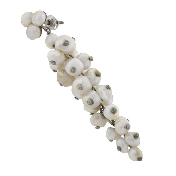 Late Art Deco 14kt Gold & Natural Pearl Dangling Earrings - Image 3