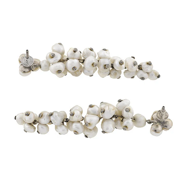 Late Art Deco 14kt Gold & Natural Pearl Dangling Earrings - Image 5
