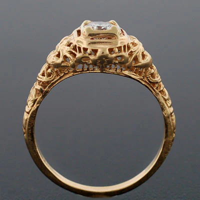Art Deco 14kt Yellow Gold Diamond Engagement Ring .35ct - Image 5
