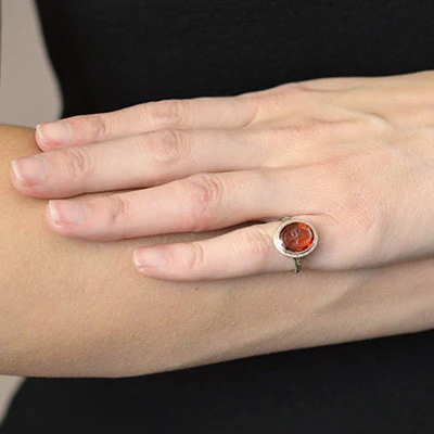 Art Deco 18kt Carved Citrine Cameo Filigree Ring - Image 8