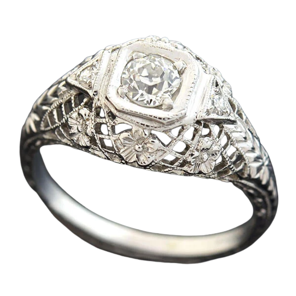 Art Deco 18kt Diamond Engagement Ring 0.28ct - Image 4