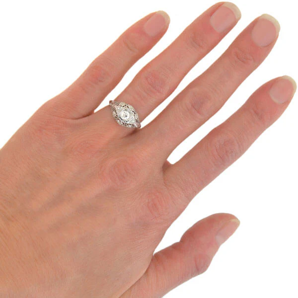 Art Deco 18kt Diamond Engagement Ring 0.28ct - Image 6