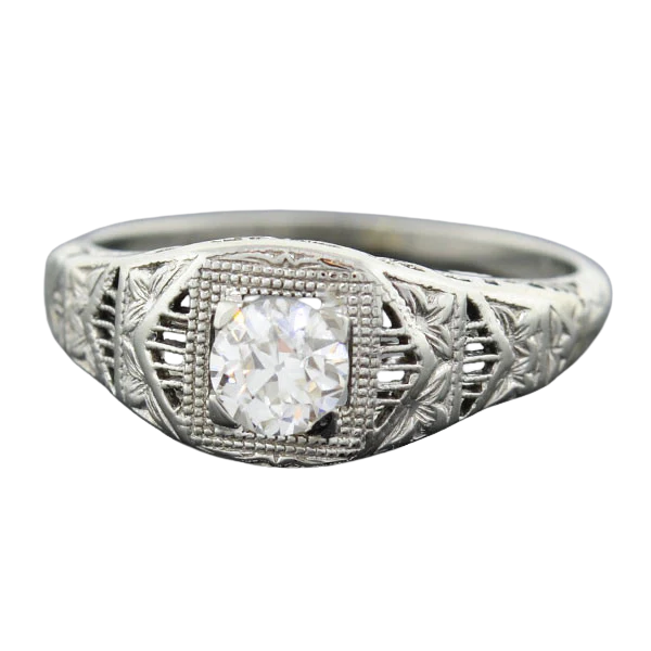 Art Deco 18kt Diamond Engagement Ring 0.48ct - Image 3