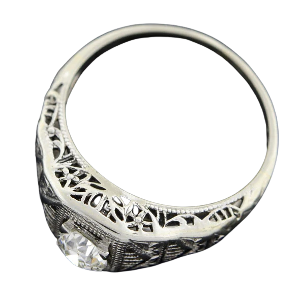 Art Deco 18kt Diamond Engagement Ring 0.48ct - Image 4