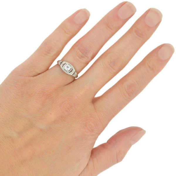 Art Deco 18kt Diamond Engagement Ring 0.48ct - Image 7