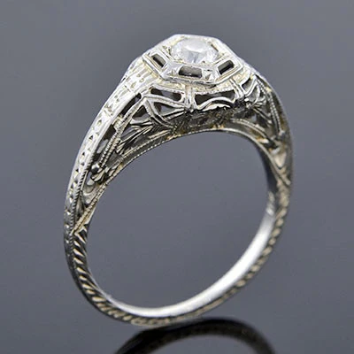 Art Deco 18kt Diamond Engagement Ring .28ct - Image 11