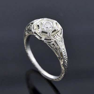 Art Deco 18kt Diamond Engagement Ring .28ct - Image 12