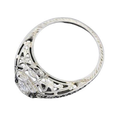 Art Deco 18kt Diamond Engagement Ring .28ct - Image 3